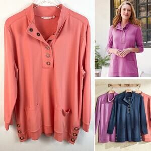 Soft Surroundings Lakshmi Knit Tunic In Peach Size PXL